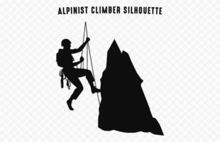 ein Silhouette von Alpinist Klettern schwarz Vektor