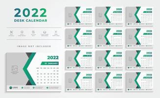 Grüne saubere 2022 Wandkalender-Designvorlage vektor