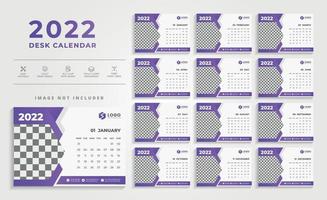 saubere 2022 Tischkalender-Designvorlage vektor