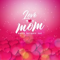 Glückliches Mutter-Tagesgrußkartendesign mit Herz und lieben Sie typografische Elemente der Mutter auf rotem Hintergrund. Vektor-Feier-Illustration vektor