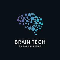 hjärna teknologi logotyp mall med modern och Avancerad begrepp premie vektor