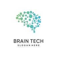 Gehirn Technologie Logo Vorlage mit modern und fortgeschritten Konzept Prämie Vektor
