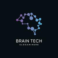 Gehirn Technologie Logo Vorlage mit modern und fortgeschritten Konzept Prämie Vektor