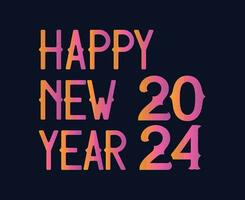 glücklich Neu Jahr 2024 abstrakt Rosa und Orange Grafik Design Vektor Logo Symbol Illustration mit Blau Hintergrund