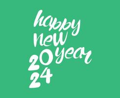 glücklich Neu Jahr 2024 abstrakt Weiß Grafik Design Vektor Logo Symbol Illustration mit Grün Hintergrund