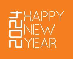 glücklich Neu Jahr 2024 abstrakt Weiß Grafik Design Vektor Logo Symbol Illustration mit Orange Hintergrund