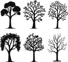 Sammlung isoliert Baum Symbol Silhouette Stil auf Weiß Hintergrund. können Sein benutzt zum Ihre arbeiten. ai generiert Illustration. vektor