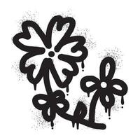 Kirsche blühen Graffiti mit schwarz sprühen Farbe vektor