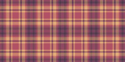 Kurve Textil- Textur überprüfen, Individualität Muster Plaid Stoff. männlich nahtlos Vektor Tartan Hintergrund im Rosa und Orange Farben.