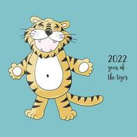 Tiger im Handzeichnungsstil. Symbol von 2022. Sammlung Neujahr 2022 vektor