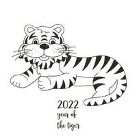 Tiger im Handzeichnungsstil. Symbol von 2022. neues Jahr 2022 vektor