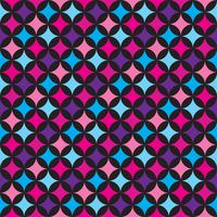 Vektor sömlösa mönster illustration med blå och rosa element på svart bakgrund.