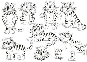 Tiger im Handzeichnungsstil. Symbol von 2022. neues Jahr 2022 vektor