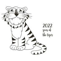 Tiger im Handzeichnungsstil. Symbol von 2022. neues Jahr 2022 vektor