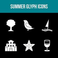 einzigartiger Sommer-Glyphen-Vektor-Icon-Set vektor