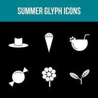 einzigartiger Sommer-Glyphen-Vektor-Icon-Set vektor