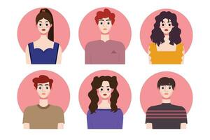 uppsättning av social media profil mallar med människor avatarer. vektor illustration