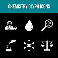 einzigartiger Chemie-Glyphen-Vektor-Icon-Set vektor