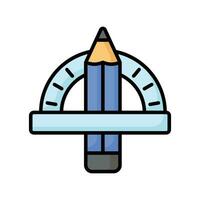 prüfen diese vorsichtig gefertigt Symbol von Schreibwaren, Winkelmesser mit Bleistift Vektor Design