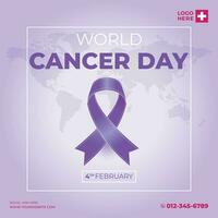 värld cancer dag är observerats varje år på februari 4, till höja medvetenhet av cancer och till uppmuntra vektor