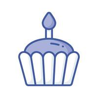 greifen diese vorsichtig gefertigt Symbol von Cupcake, klein Cupcake mit Kerze auf Es, Geburtstag Kuchen Vektor Design