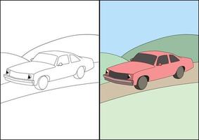 Einfache Fahrzeug-Malvorlagen für Kinder, Kinder-Malvorlagen. vektor