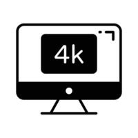 led TV skärm, ikon av 4k teknologi i trendig stil vektor