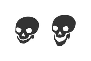flache Darstellung des schwarzen Schädels gesetztes Symbolzeichen auf weißem Hintergrund vektor