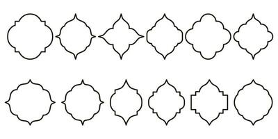 ästhetisch Sammlung von orientalisch Stil Fenster und Bögen im Gliederung Stil. minimalistisch Design Elemente erstellen ein einzigartig visuell appellieren. vektor