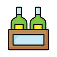 redigerbar ikon av vin flaskor spjällåda, öl flaskor inuti trä- spjällåda vektor
