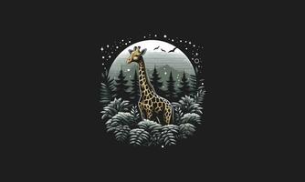 Giraffe auf Wald Vektor Illustration Maskottchen Design