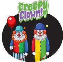 gruseliges Clownabzeichen mit zwei gruseligen Clowns vektor