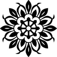 Mandala - - schwarz und Weiß isoliert Symbol - - Vektor Illustration