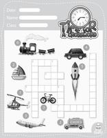 Kreuzworträtsel-Spielvorlage zum Thema Transport vektor