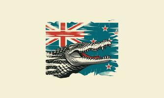 Kopf Krokodil mit Flagge Australien Vektor Illustration Kunstwerk Design