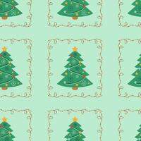jul mönster med träd med dekorationer. vektor