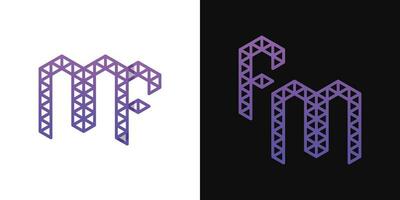 brev fm och mf polygon logotyp uppsättning, lämplig för företag relaterad till polygon med fm och mf initialer vektor