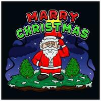 heiraten Weihnachten Text und Santa claus Charakter. mit hoch, Cannabis Baum und Hintergrund. vektor