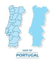 vektor portugal Karta uppsättning enkel platt och översikt stil illustration