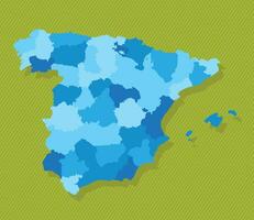 Spanien Karte mit Regionen Blau politisch Karte Grün Hintergrund Vektor Illustration