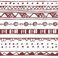 vit röd abstrakt gräns sömlösa mönster. vektor höst eller jul ändlös handritad illustration för heminredning