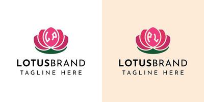 brev lp och pl lotus logotyp uppsättning, lämplig för företag relaterad till lotus blommor med lp eller pl initialer. vektor