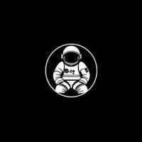 Astronaut - - schwarz und Weiß isoliert Symbol - - Vektor Illustration