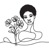 schwarz Frau inspiriert Linie Kunst vektor