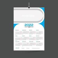 cyan färgad 12 månaders väggvektorkalender 2022 design vektor