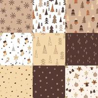 Satz nahtlose helle Muster der frohen Weihnachten. für Tapeten, Textilien, Kulissen, Geschenkpapier vektor
