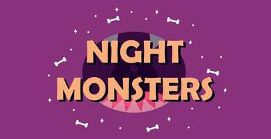 bunte, helle Webbanner-Glückwünsche zum Feiertag Halloween, Nacht der Monster - Vektor