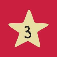 Weihnachten Advent Kalender im das Stil von Minimalismus, eben legen. Tag 3. Weihnachten golden Star vektor