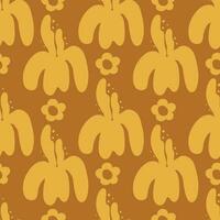das Frühling und Sommer- Muster. nahtlos Blumen- Muster zum Textilien, Verpackung Papier, Hintergrund. Gelb Hintergrund und Iris vektor