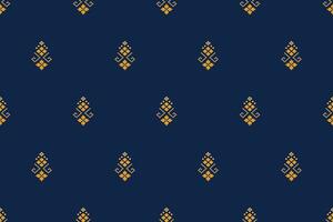 Indigo Marine Blau geometrisch traditionell ethnisch Muster Ikat nahtlos Muster Rand abstrakt Design zum Stoff drucken Stoff Kleid Teppich Vorhänge und Sarong aztekisch afrikanisch indisch indonesisch vektor